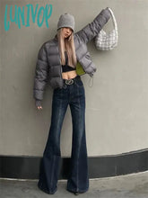 Lunivop Women’s American Blue Flare Jeans High Waist Wide Leg Pants Y2K Style Fashion Streetwear